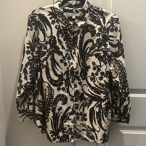 Chico's Black and White Patterned Blouse